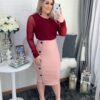 Saia Zíper Jacaré Rose c/Botões - Imagem 2