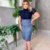 Saia Dalila Jeans Estampada